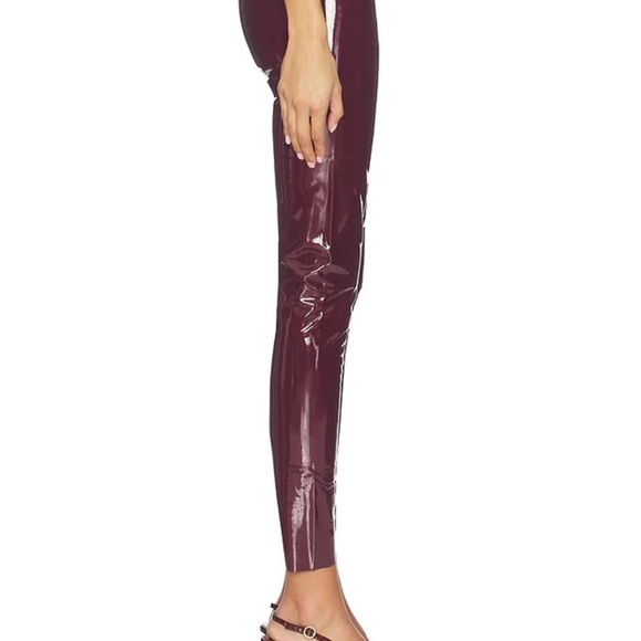 SPANX Faux Patent Leather Leggings in Ruby Red Burgundy - Picture 5 of 7